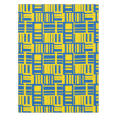 青と黄色のカラーラインデザインパターン テーブルクロス (正面)