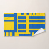 青と黄色のカラーラインデザインパターン バスタオルセット (ハンドタオル)