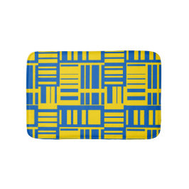 青と黄色のカラーラインデザインパターン バスマット