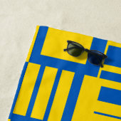 青と黄色のカラーラインデザインパターン ビーチタオル (インサイチュ)