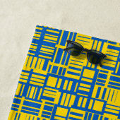 青と黄色のカラーラインデザインパターン ビーチタオル (インサイチュ)