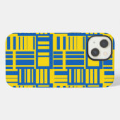 青と黄色のカラーラインデザインパターン iPhoneケース (裏面横)