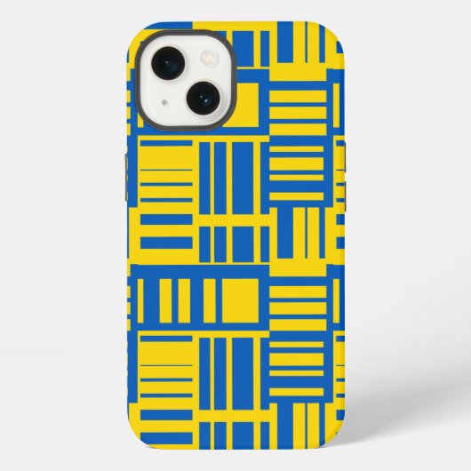 青と黄色のカラーラインデザインパターン iPhoneケース (裏面)