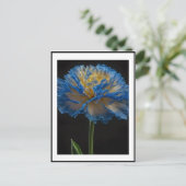 青と黄色のカーネーションの花 ポストカード (スタンド正面)