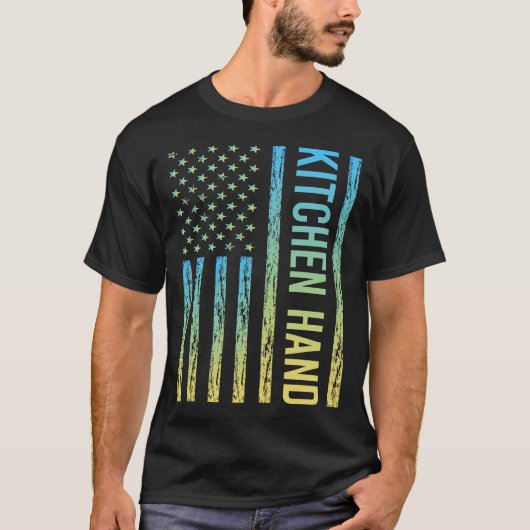 青と黄色のキッチンハンド Tシャツ (正面)