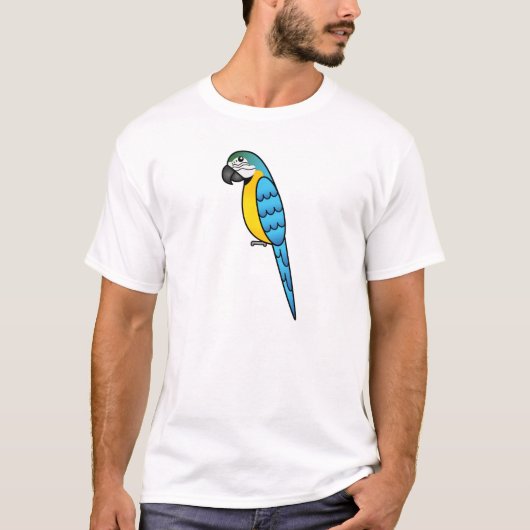 青と黄色のキャラクターマカオ Tシャツ (正面)