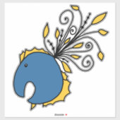 青と黄色のクジャク シール (シート)