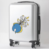 青と黄色のクジャク シール (スーツケース)