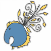 青と黄色のクジャク シール (正面)