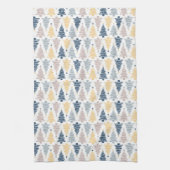 青と黄色のクリスマスツリーの色合い キッチンタオル (縦)