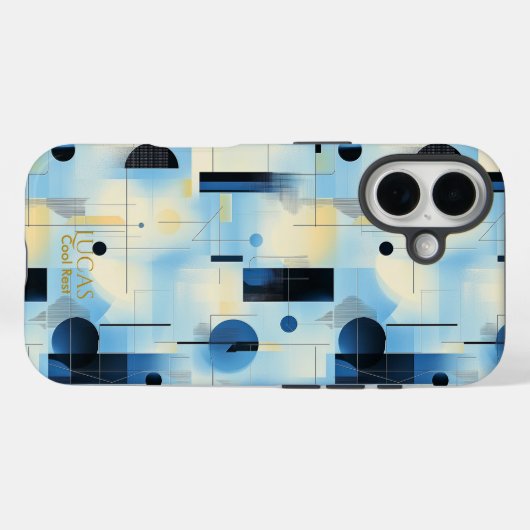 青と黄色のクール幾何学的なアートフォンケース Case-Mate iPhoneケース (裏面 (横))