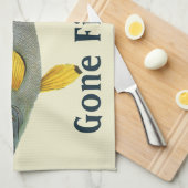 青と黄色のグーフィー、ビンテージ海洋生物 キッチンタオル (四つ折り)