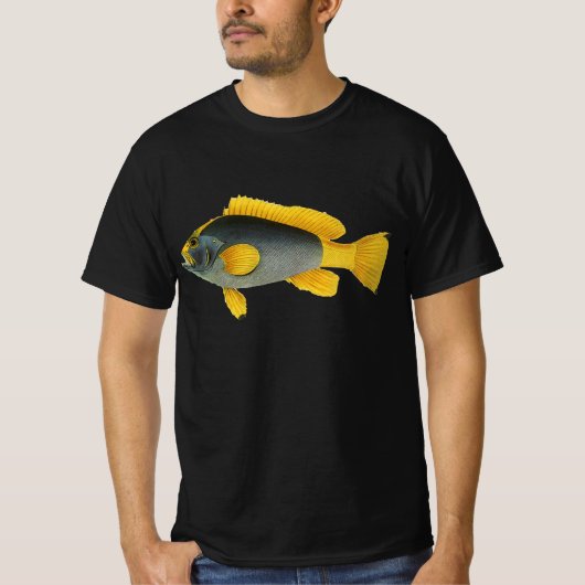 青と黄色のグーフィー、ビンテージ海洋生物 Tシャツ (正面)