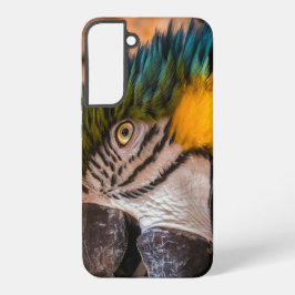 青と黄色のコンゴウインコの肖像画 SAMSUNG GALAXY S22+ケース