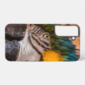 青と黄色のコンゴウインコの肖像画 SAMSUNG GALAXYケース (裏面横)