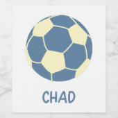 青と黄色のサッカーストライプボール実在 ワインラベル (シングルラベル)