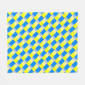 青と黄色のストライプパターンモダンシック フリースブランケット (正面(横))