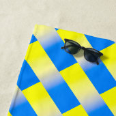 青と黄色のストライプパターン ビーチタオル (インサイチュ)