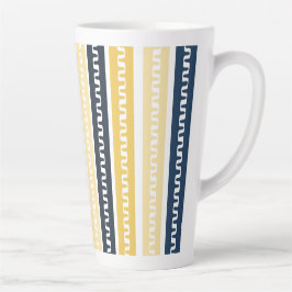 青と黄色のストリップ カフェラテマグ