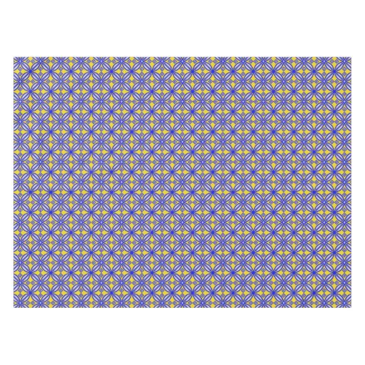 青と黄色のタイルスペインの模様のテーブルクロス テーブルクロス (正面(横))