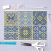 青と黄色のタイルデザインの分離ティッシュペーパー 薄葉紙 (クラフト)