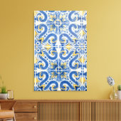 青と黄色のタイル,ポルトガル キャンバスプリント (インサイチュ (リビング))
