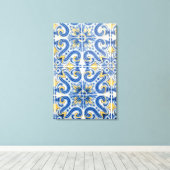 青と黄色のタイル,ポルトガル キャンバスプリント (インサイチュ (ウッドフロア))