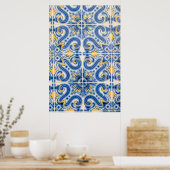 青と黄色のタイル,ポルトガル ポスター (キッチン)