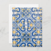 青と黄色のタイル，ポルトガル ポストカード (正面/裏面)