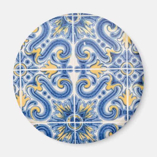 青と黄色のタイル，ポルトガル マグネット (正面)