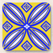 青と黄色のタラベラタイルデザインコースター コースター (正面)