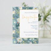 青と黄色のダージー 春の花 ブライダルシャワー 招待状 (スタンド正面)