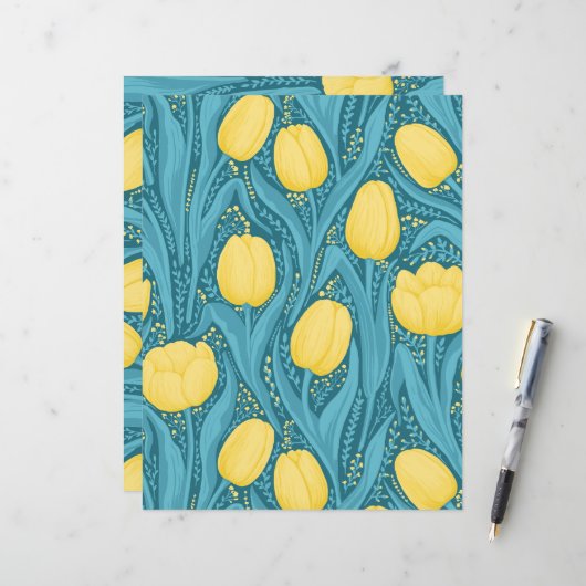 青と黄色のチューリップ (正面/裏面インサイチュ)