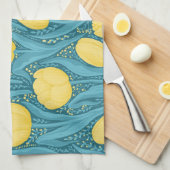 青と黄色のチューリップ キッチンタオル (四つ折り)
