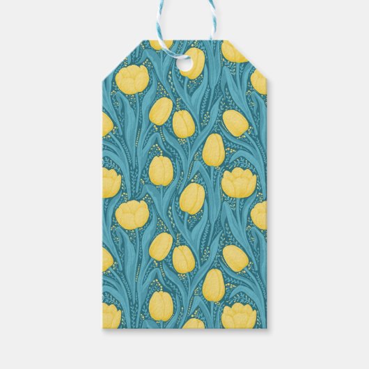 青と黄色のチューリップ ギフトタグ (正面)