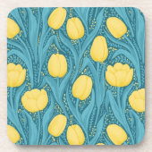 青と黄色のチューリップ コースター (正面)