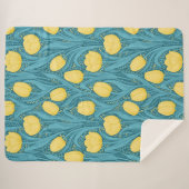 青と黄色のチューリップ シェルパブランケット (正面(横))