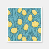 青と黄色のチューリップ スタンダードカクテルナプキン (正面)