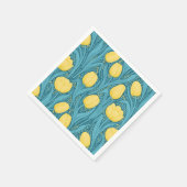 青と黄色のチューリップ スタンダードカクテルナプキン (角)