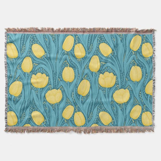 青と黄色のチューリップ スローブランケット (正面)
