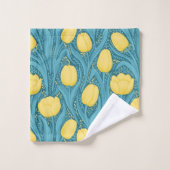 青と黄色のチューリップ バスタオルセット (ウォッシュタオル)