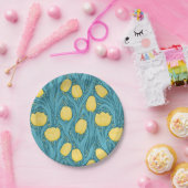 青と黄色のチューリップ ペーパープレート (パーティー)