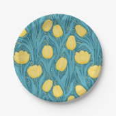 青と黄色のチューリップ ペーパープレート (正面)