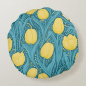 青と黄色のチューリップ ラウンドクッション (裏面)