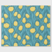 青と黄色のチューリップ ラッピングペーパー (フラット)