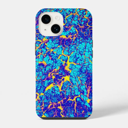 青と黄色のテキスユニークトパターン iPhoneケース (裏面)