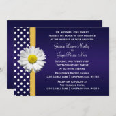 青と黄色のデイジー ウェディング 招待状 (正面/裏面)