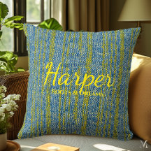 青と黄色のデニムテクスチャ | カスタムホーム素朴