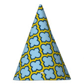 青と黄色のトレリス、ラティス、クローバー パーティーハット (右)