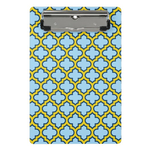青と黄色のトレリス、ラティス、クローバー ミニクリップボード (正面)